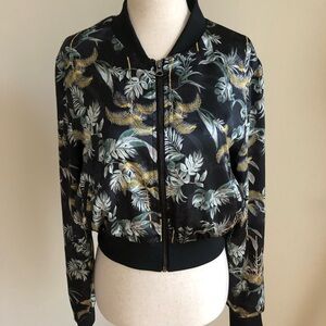 Victoria's Secret Black Tropical-Print Bomber Jacket